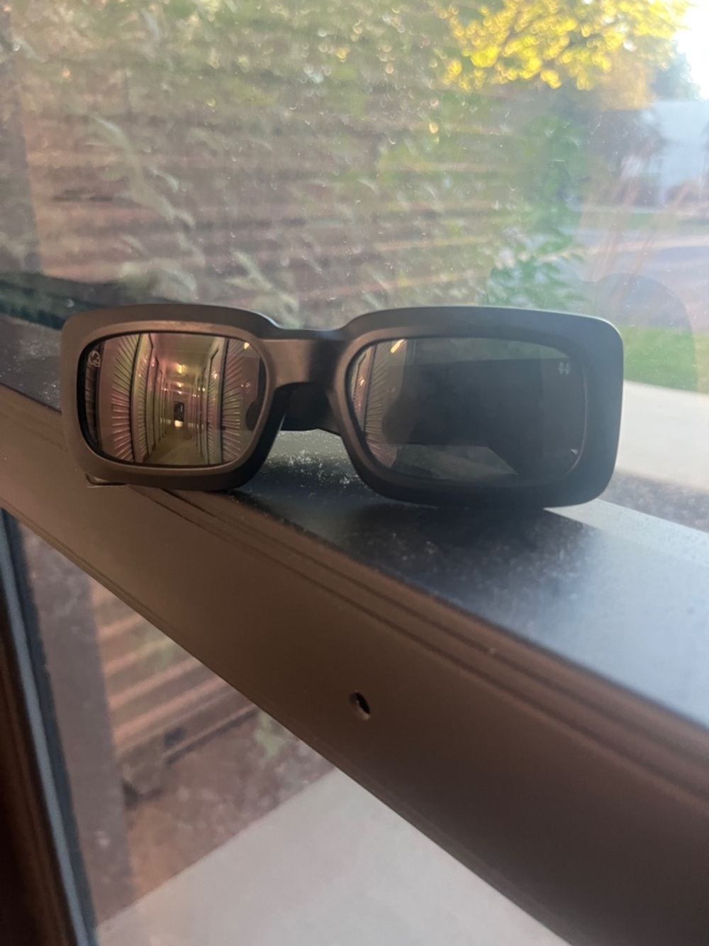 SPY Matte Black Rectangular Sunglasses with Dark Lenses